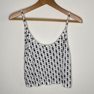White & Black Seahorse Crop Tank